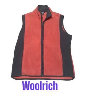 woolrich womens medium fleece vest color block rust gray